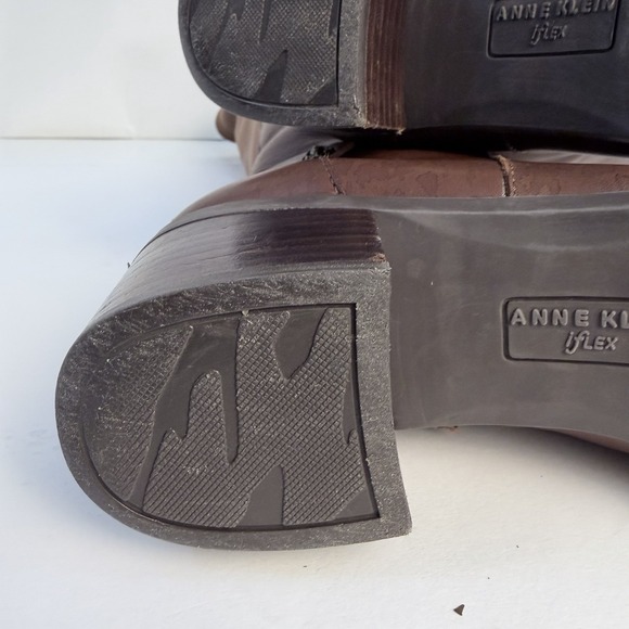 Anne Klein iFlex Brown Leather Wide Leg Knee High Riding Boots US 8M *Flaw* - Picture 9 of 12